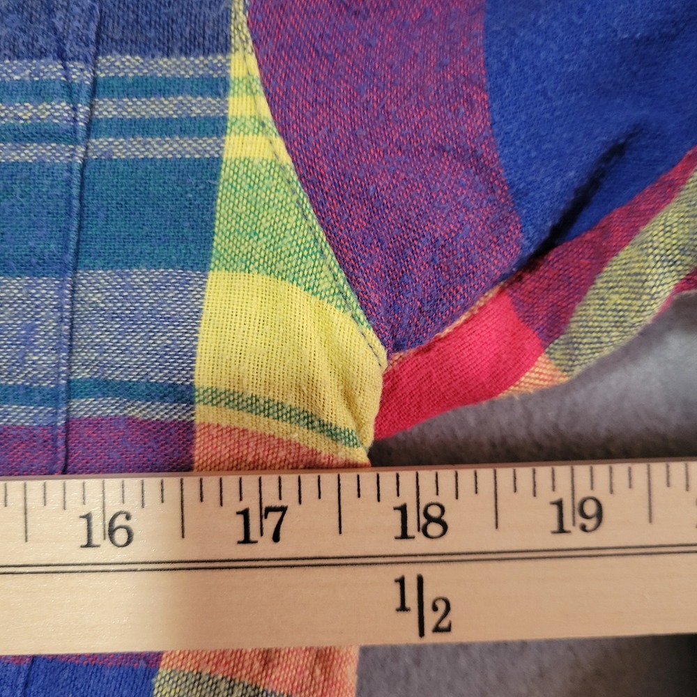 Diane Von Furstenberg Vintage Rainbow Plaid Button Up Shirt Medium Multicolor - Picture 5 of 5